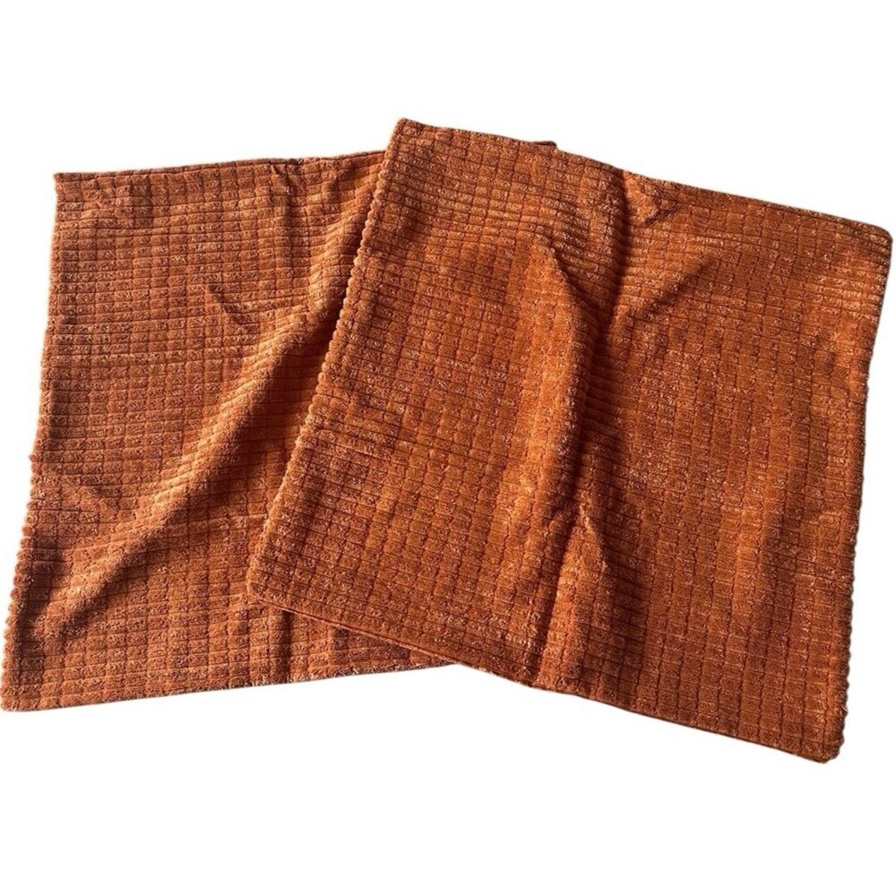 NEW Deconovo Set of 2 20"x20" Square Pillow Covers Burnt Orange Zipper Closure